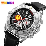 Jam Tangan Pria Analog Date SKMEI 9322 Chronograph Leather Strap Water Resist Original