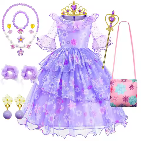 Encanto Costumes Isabella Cosplay Frock Kids Fantasy Princess Dress Carnival Birthday Halloween Cosp