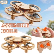 UMTTER Wooden Drone Model Kit, Remote Control Mini Size DIY Wooden Assembly RC Drone Kit, Quadcopter