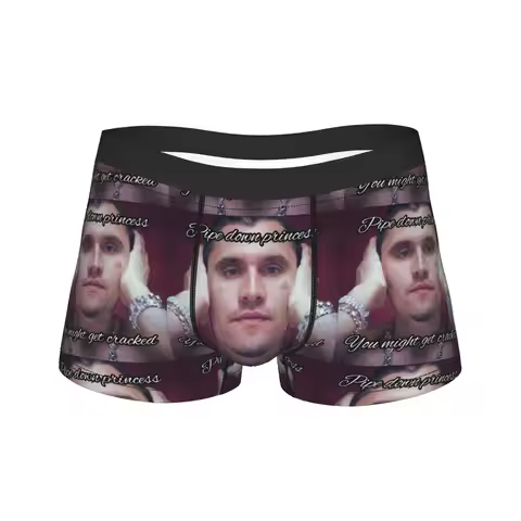 C-Charlie Kirk Face Rapper Meme Underwear Comfortable Underpants Printing Boxer Brief For Man Pouch 