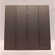SIMON M3 GREY HOTEL QUARTET SWITCH 4 GANG 2 WAY SWITCH