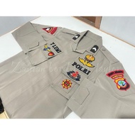 Terlaris Baju seragam pdl Tactical brimob 1 stell atribut rata dan timbul SALE