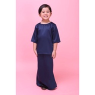 Baju Kurung Raya 2021 Kanak-Kanak -  Navy Blue Jane Satin Budak Kids
