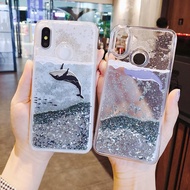 OPPO R9 R9S R11 R11S R15 Plus Cute Dolphin Whale Glitter Liquid Soft TPU Cover