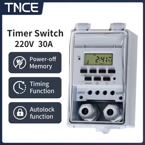 TNCE Din Rail Big Power 30A Time Switch Digital LCD Weekly 7 Days Programmable Relay Timer Control A