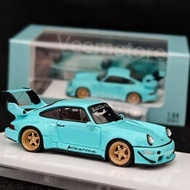 Die Cast 1:64 Porsche RWB 964 X-Wing [Extra 4 Wheels] Khasiwa Blue