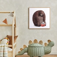 睡前說故事-可愛小熊與兔子掛畫/童話故事/佈置/兒童房擺設/插畫