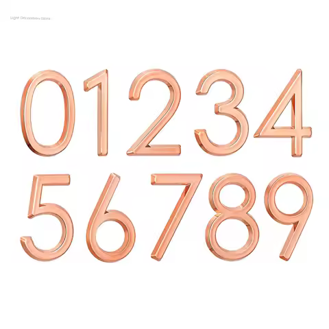 5cm/1.97in ABS Electroplated Metal House Numbers RoseGold Mailbox Number Digital Sticker Hotel Door 