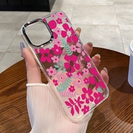 Pink Flower Electroplated Frame Phone Case For Samsung S26 Ultra S25 Ultra S24 FE S22 Ultra A56 A36 