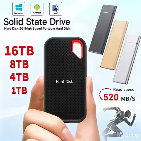 2TB External Hard Drive Portable SSD USB Solid State Drive Low Power Consumption Long Life Storage T