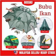BOSSKU 4/6/8/10/12/16/20 Holes BuBu Payung Ikan Udang Portable Fishing Net Shrimp Cage Nylon Foldabl