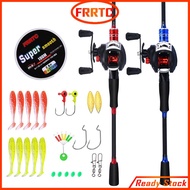FRRTC Fishing Rod Set 2 Section Carbon Fishing Rod 7.2:1 Gear Ratio Casting Fishing Reel Pancing Set
