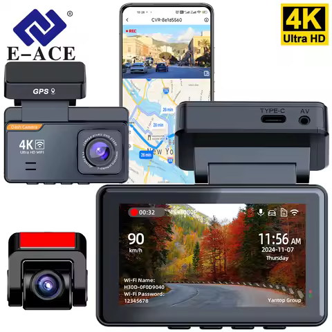 4K Driving Recorder 3-Inch HD Night Vision 24-hour Parking Monitoring Built-in GPS APP Control Loop