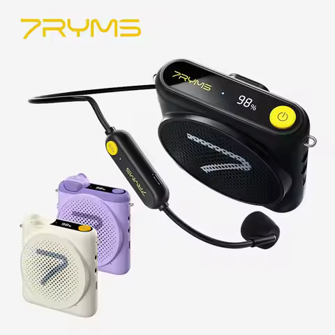 7RYMS WA Wireless Megaphone Headset Lavalier Mic Speaker Denoise Voice Amplifier with LED Screen for