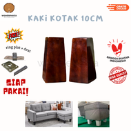 WOODENESIA Kaki Kotak Piramid Sofa Dipan Kayu Mahoni 10cm