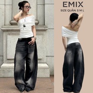 Women's Black Washed Curved Jeans Fashion Emix QJ eanboi1208_Black_P7K5
