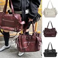 Deinet Korean Niche Tote Bag Large Size Drawstring Large Capacity Motorcycle Bag Rivet Portable One-