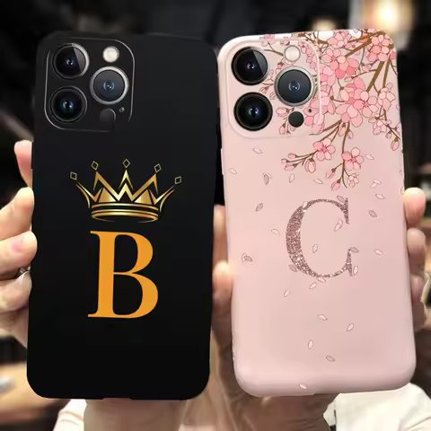 Shockproof Matte Case For iPhone 13 Pro Cover Cute Initial Letters Couple Phone Cases For iPhone13 1