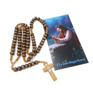Rosary Necklace 77 Our Father Made of Coffee Wood Brown natural - Rosary 77x Our Father Prayer - Ros