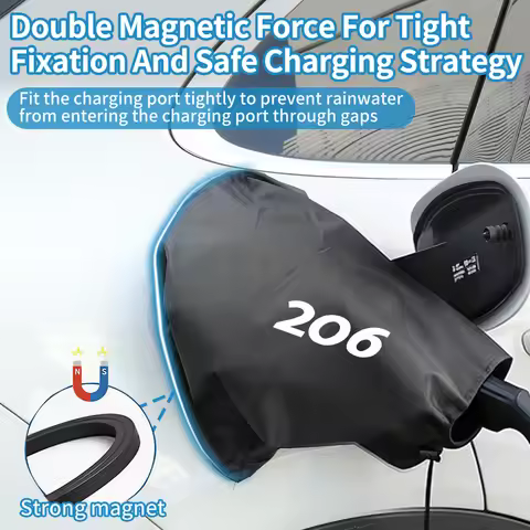 New EV Car Charger Waterproof Silver Coated Oxford Rain Cover Sticker For Peugeot 206 307 308 3008 2