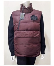 全新正版Nike 男款暗紅色車線鋪棉背心（S）胸口魔鬼貼圓標 前蓋袋大口袋 領口、左側拉鍊