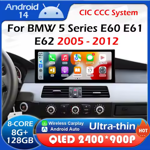 for BMW 5 Series E60 E61 E62 2005 2006 2007 2008 2009 - 2012 CCC CIC System Carplay Android 14 Car V