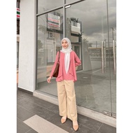 (FB) Jesnita Top : Stripe Textured Cardigan-like Blouse in 5 Colours