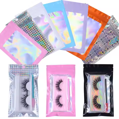 Kekelala 50pcs Eyelash Aftercare Packing Bags Wholesale Eye lash Packaging Box Supplier Empty Cosmet