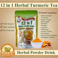 [HERBBEST] Delfa's Turmeric-Ginger Tea 12 in 1 Herbal Powder Drink (350 grams) Turmeric tea with gin
