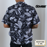 Dowear Baju Kemeja Motif Kekinian Cowok Cewek Bali Pantai Surfing Hawai Jumbo DAUN HITAM 193