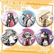 Demon Slayer Cute Cartoon Badge Akaza Shinazugawa Sanemi Kamado Tanjirou Tinplate Brooch Anime Merch