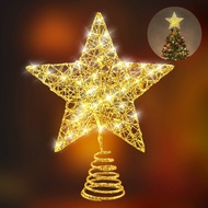 Christmas Tree Toppers 8-Inch Star Tree Toppers Metal Design Glittered Tree-top Star Decoration