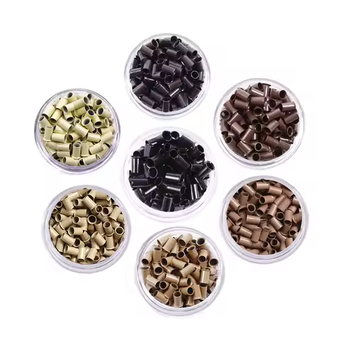 200 Pcs Copper Tubes for Hair Extensions 3.4mm Long Euro Lock Flaring Micro Rings Links Beads for I 
