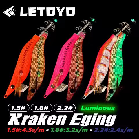 LETOYO 3.7-7g KRAKEN EGING mini squid lure luminous squid jig Shrimp egi Webfoot Octopus egi lure Cu