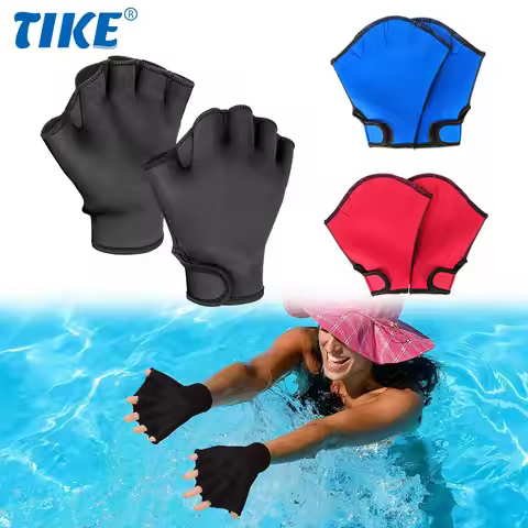 Swimming Gloves, Aquatic Swimming Webbed Gloves, Water Training Hands Webbed Flippers Swim Gear Glov