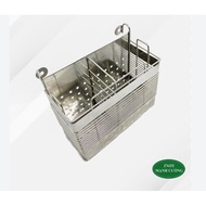 Stainless steel chopstick holder - Square chopstick holder with 2 stainless steel compartments