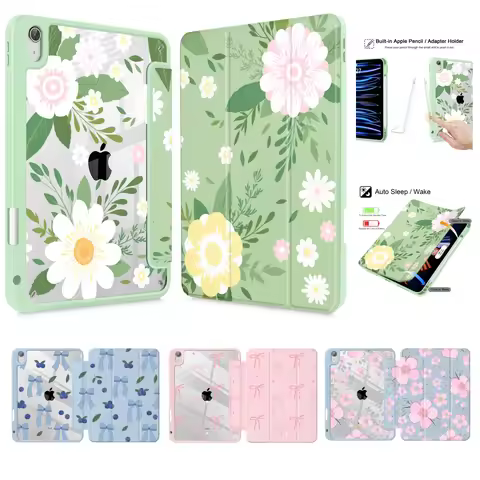 Spring Flower Green Print Case For iPad 2025 M4 A16 11th 10.9inch 2022 10th Air4 Air5 Air11 M2 M3 Pr