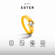 BUY 1 GET 1 GIFT Emrys Couple ESTER Real Titanium Anti-Rust Titanium Ring for Men Wanita