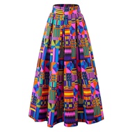 AnKara Purple Kent Print Long Skirt民族印花大摆长裙超长女裙