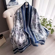 2025 Regent Brocade Long Striped Silk Scarf Female Fashion Sunscreen Large Gauze Autumn Winter High-