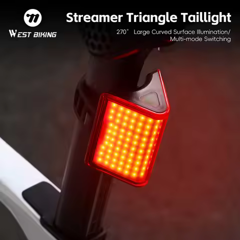 WEST BIKING Bicycle Tail Light High Visibility Triangle Wide Angle Smart Brake Sensing Rear Light MT