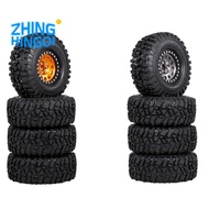 4PCS Metal 2.2 Beadlock Wheel Rim Tires Set for 1/10 RC,Yellow