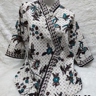 blouse batik modern bahan stretch model kimono elegan keren - putih kalung