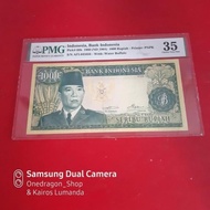 uang kertas kuno 1000 rupiah tahun 1960 soekarno sukarno PMG 35