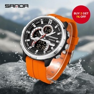 SANDA Large Dial Sporty Fashion 5ATM Waterproof Digital Watch for Men Relo