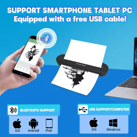 Ats886 A4 Tattoo Thermocopier Wireless Tattoo Transfer Bluetooth Mobile&pc Printer Thermal Printer T