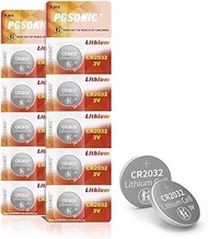 PGSONIC CR2032 3V Lithium Battery (10pcs), Compatible with AirTag, Key Fobs, Smart Sensors, Scales, 