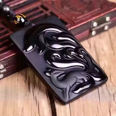 Black Obsidian Nine-tailed Fox Star Element Phantom Magic Fox Crystal Women Black Fox Jewelry Neckla