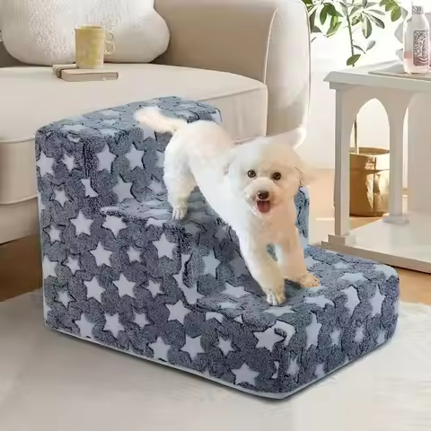 3/4 Pets Steps Foam Dogs Secure Stairs Ramps Non-Slip Pets Star Steps for Protect Older Dogs Pets wi