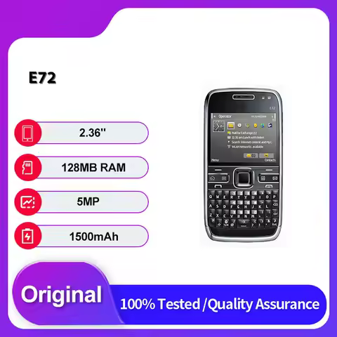 Original Unlocked E72 Single Sim Bluetooth 2G/3G QWERTY Keyboard Mobile Phone Russian Arabic Keyboar